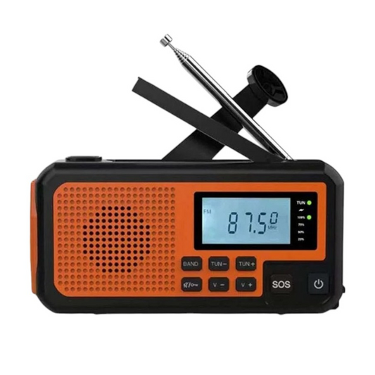 Notfallradio 4000mAh – Solar, Handkurbel, Typ-C, LED-Taschenlampe